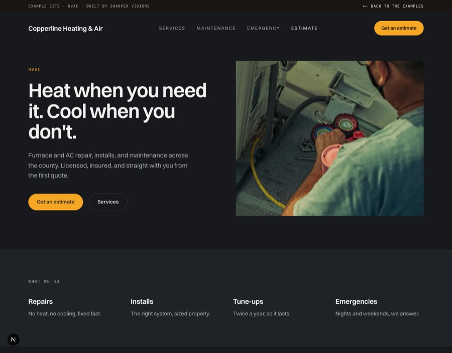 Preview of the HVAC example site