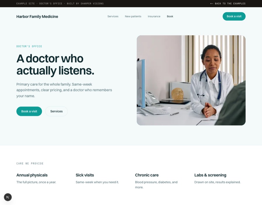 Preview of the Doctor's office example site