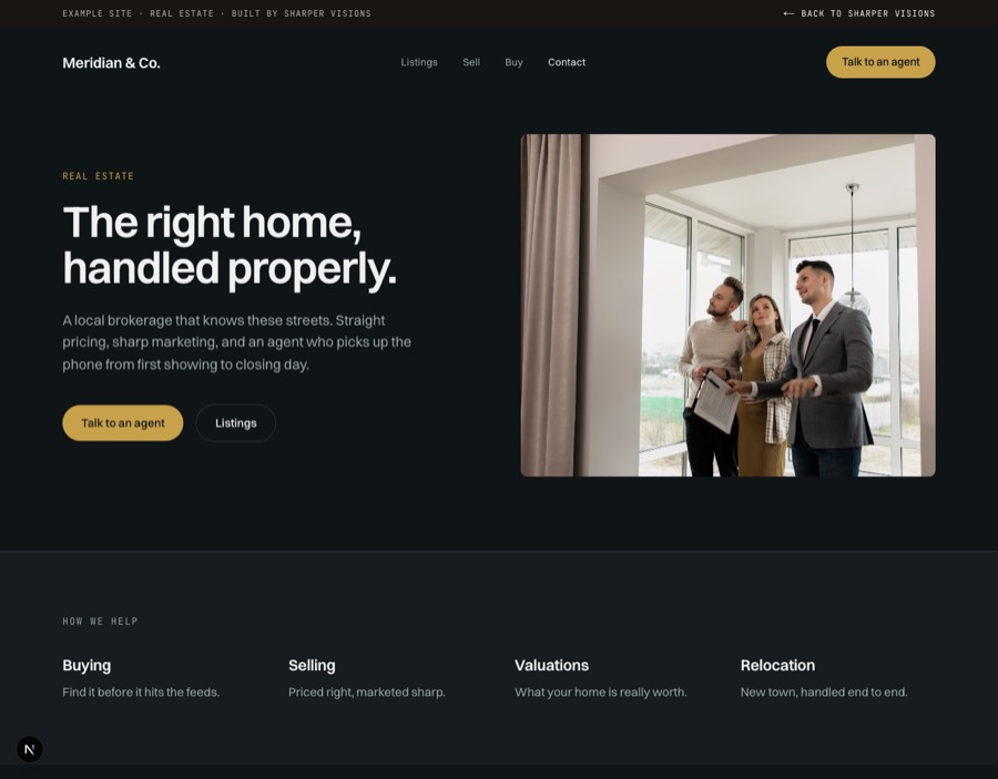 Preview of the Real estate example site